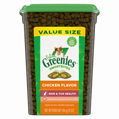 Greenies Feline Smartbites Healthy Skin & Fur Chicken Flavor Cat Treats