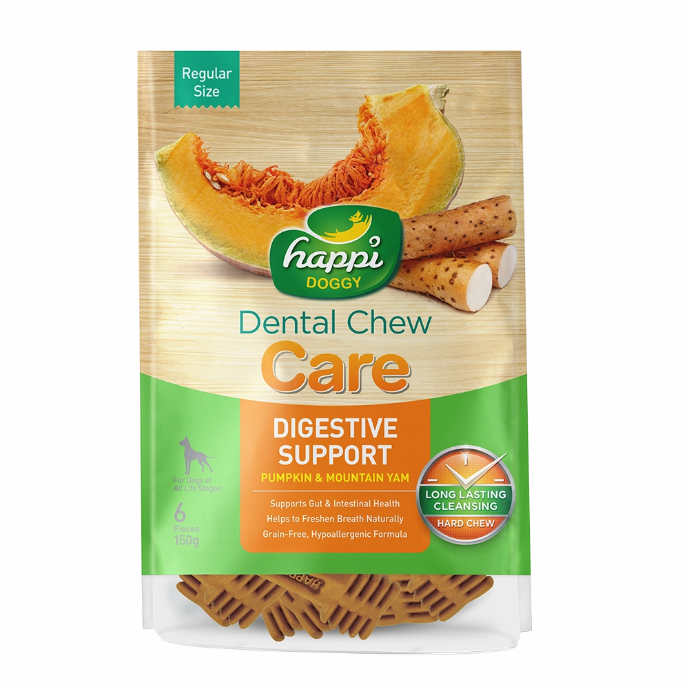 Happi Doggy Dental Chew Care Hard Chew Digestive Support Pumpkin & Mountain Yam Regular 150g