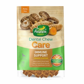 Happi Doggy Dental Chew Care Hard Chew Immune Support Turmeric & Shiitake Petite 150g