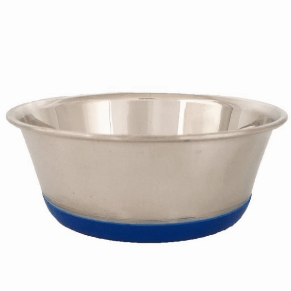 Heavy Stainless Steel Dish with Bonded Rubber Base