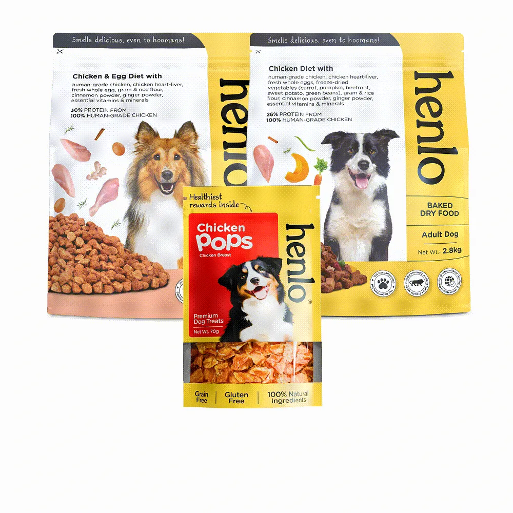 Henlo Chicken & Vegetable and Chicken & Egg Baked Dry Food for Adult Dogs Combo