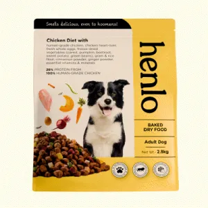 Henlo Chicken & Vegetable Baked Dry Food for Adult Dogs | 100% human grade ingredients