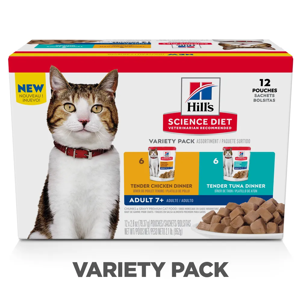 Hill's Science Diet Adult 7  Tender Dinner Pouch Variety Pack Wet Cat Food