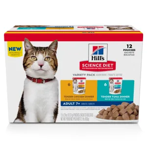 Hill's Science Diet Adult 7  Tender Dinner Pouch Variety Pack Wet Cat Food