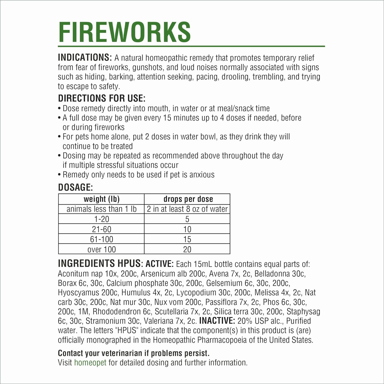 Homeopet Fireworks