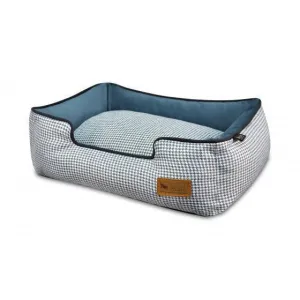 Houndstooth Lounge Dog Bed Light Blue