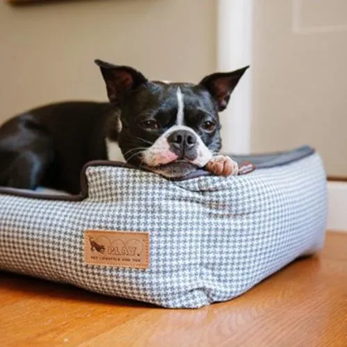 Houndstooth Lounge Dog Bed Light Blue