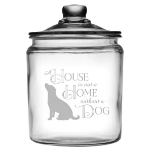 House Home Glass Dog Treat Jar