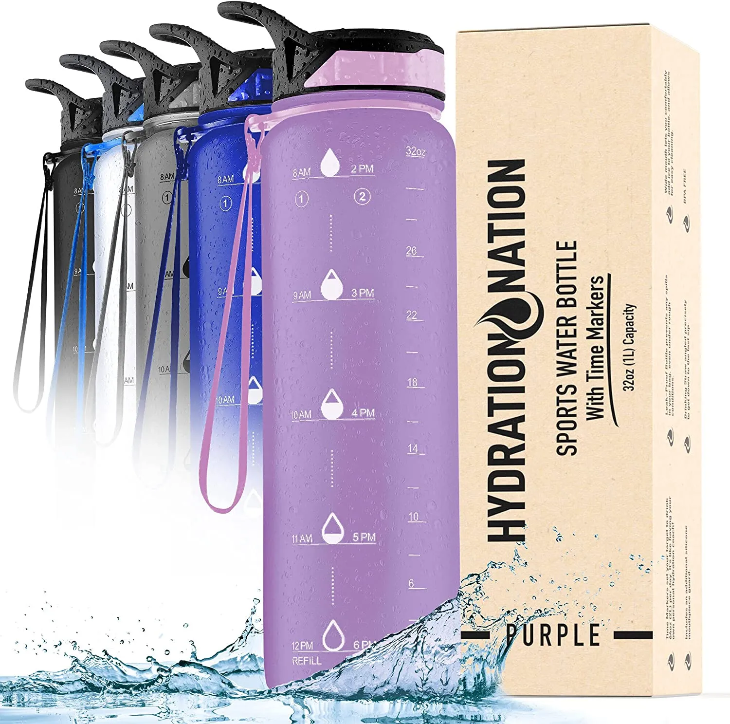Hydration Nation Water Bottle With Time Marker 32 oz ecco Shoes