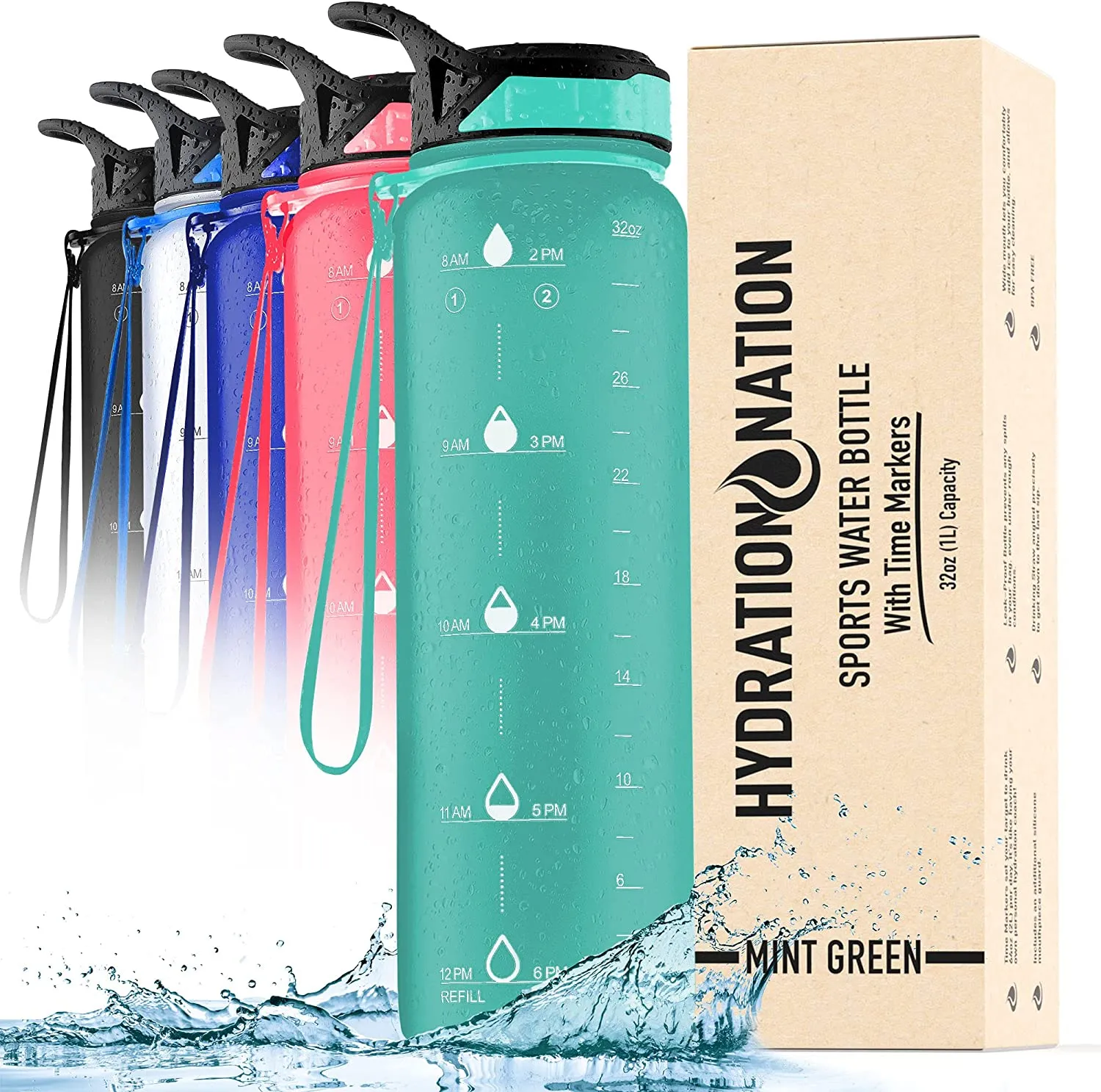 Hydration Nation Water Bottle With Time Marker 32 oz ecco Shoes