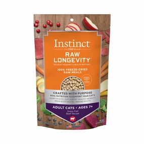 Instinct The Raw Brand Cat Raw Longevity 100% Freeze-Dried Raw Meals Grass-Fed Beef Ages 7  9.5oz