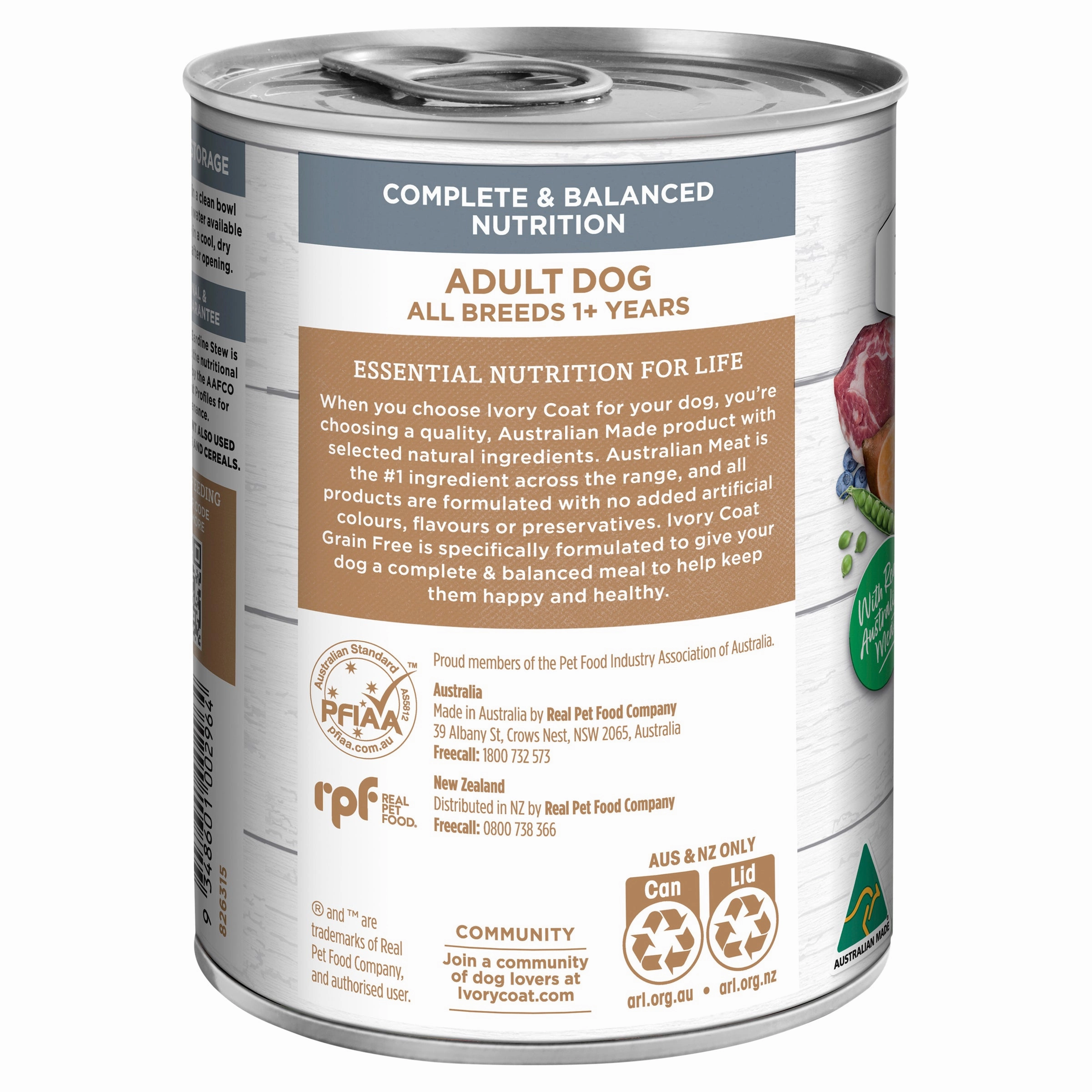 Ivory Coat - Grain Free Adult Wet Dog Food Lamb & Sardine Stew (400g)