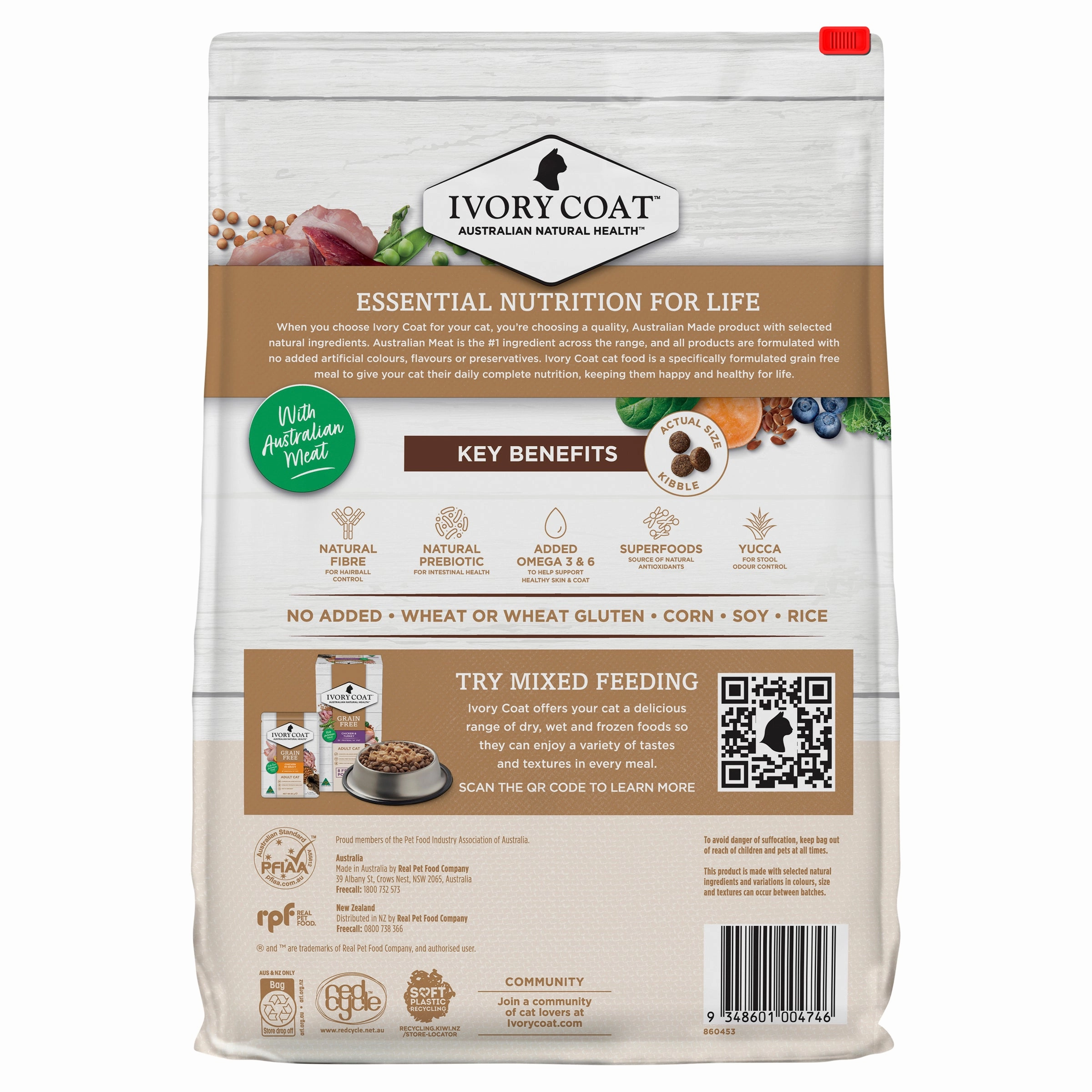 Ivory Coat - Grain Free Indoor Adult Dry Cat Food Chicken & Kangaroo (4kg)