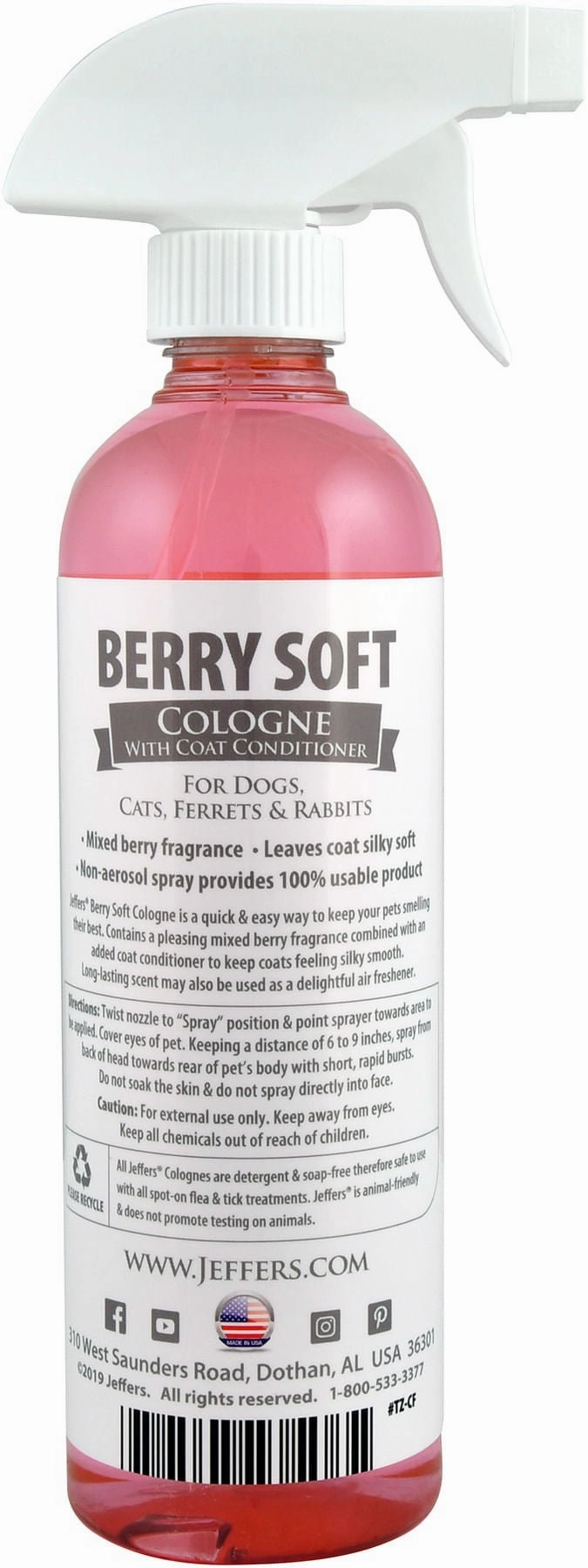 Jeffers Pet Colognes with Coat Conditioner, 16 oz Spray