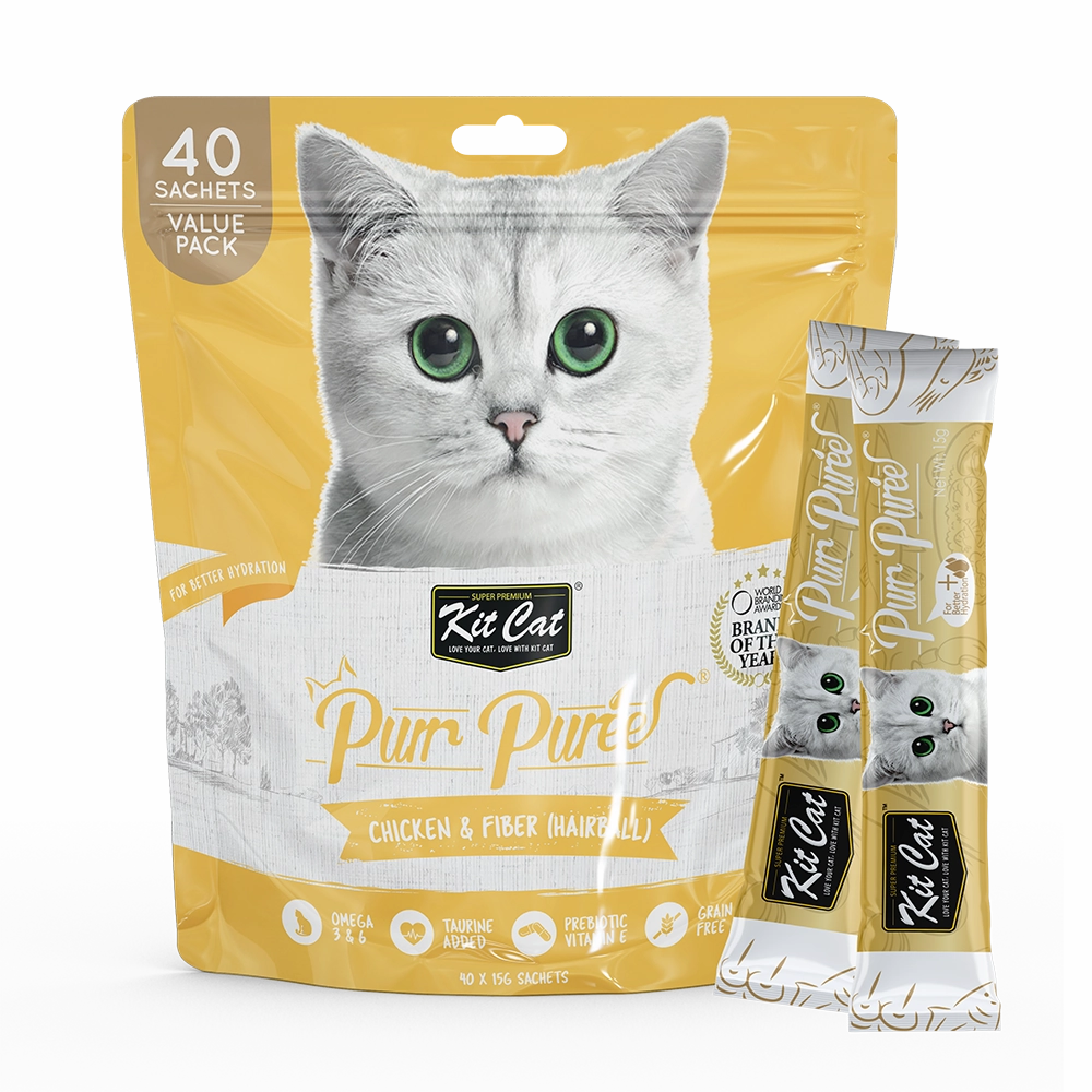 KitCat Purr Puree Value Pack Chicken & Fiber 600g (40 Sachets x 15g)