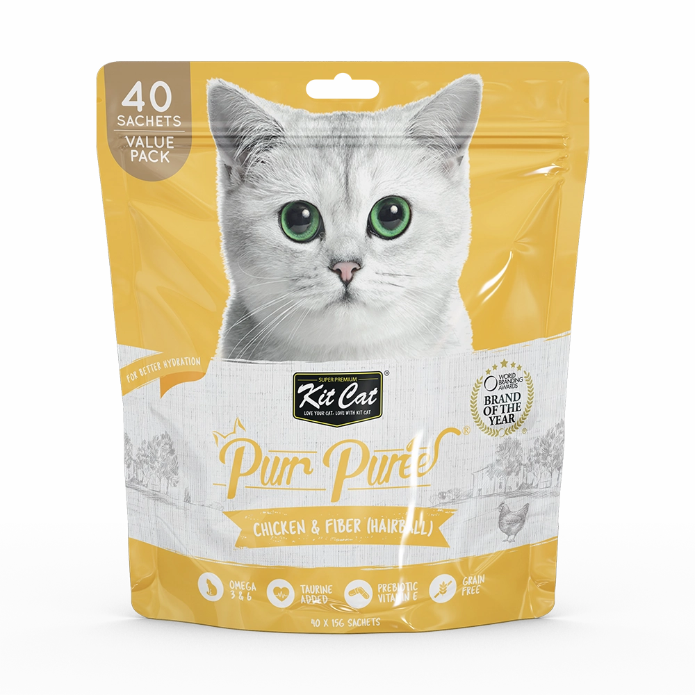 KitCat Purr Puree Value Pack Chicken & Fiber 600g (40 Sachets x 15g)