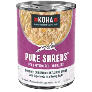 KOHA Pure Shreds Shredded Chicken Breast & Beef Entre Canned Dog Food
