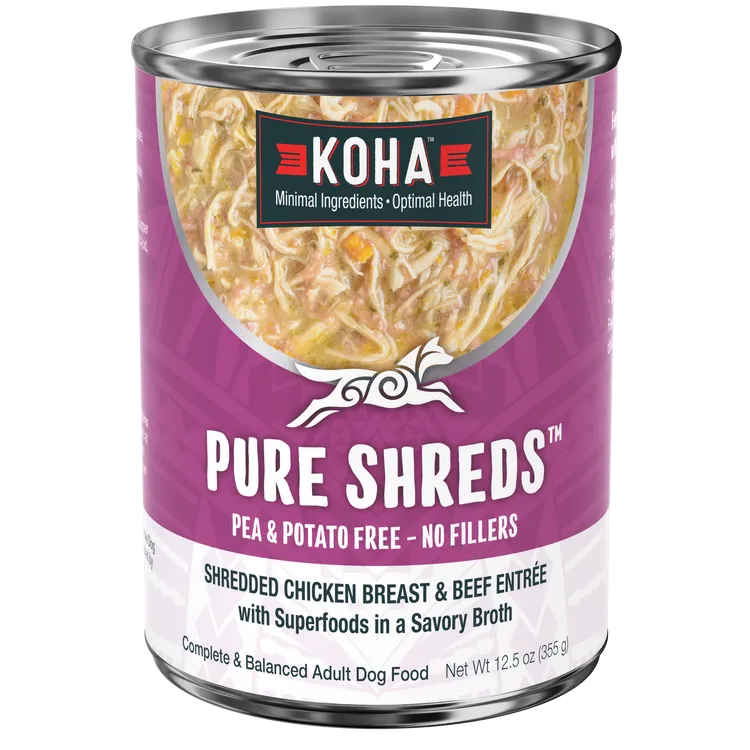 KOHA Pure Shreds Shredded Chicken Breast & Beef Entre Canned Dog Food