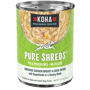 KOHA Pure Shreds Shredded Chicken Breast & Duck Entre Canned Dog Food