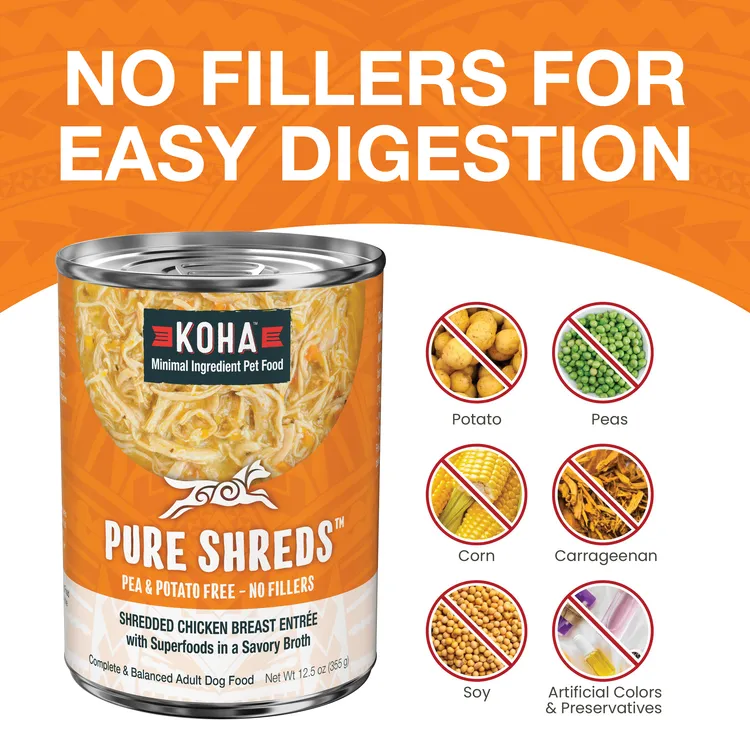 KOHA Pure Shreds Shredded Chicken Breast Entre Canned Dog Food