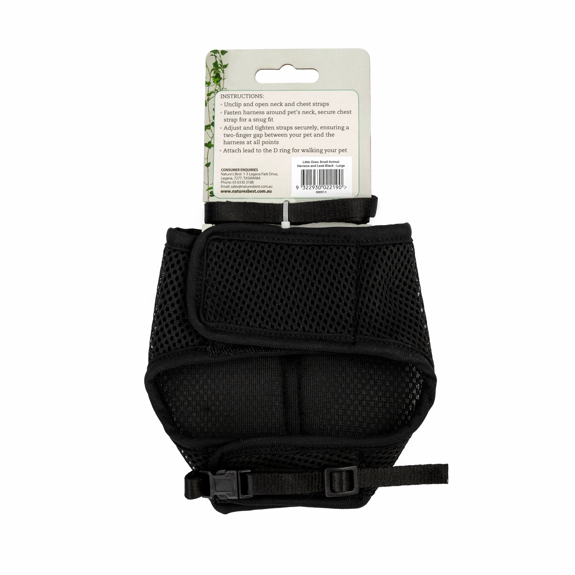Little Ones - Small Animal & Lead Harness (Large) - Black