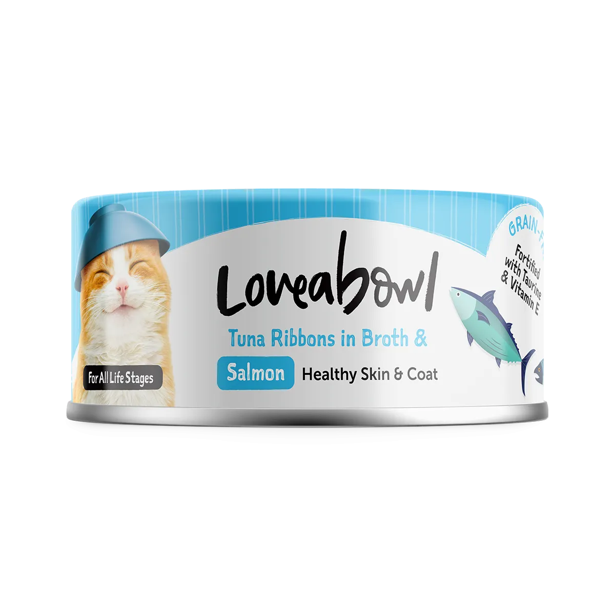 Loveabowl Cat Wet Food Tuna Ribbons & Salmon in Broth 70g