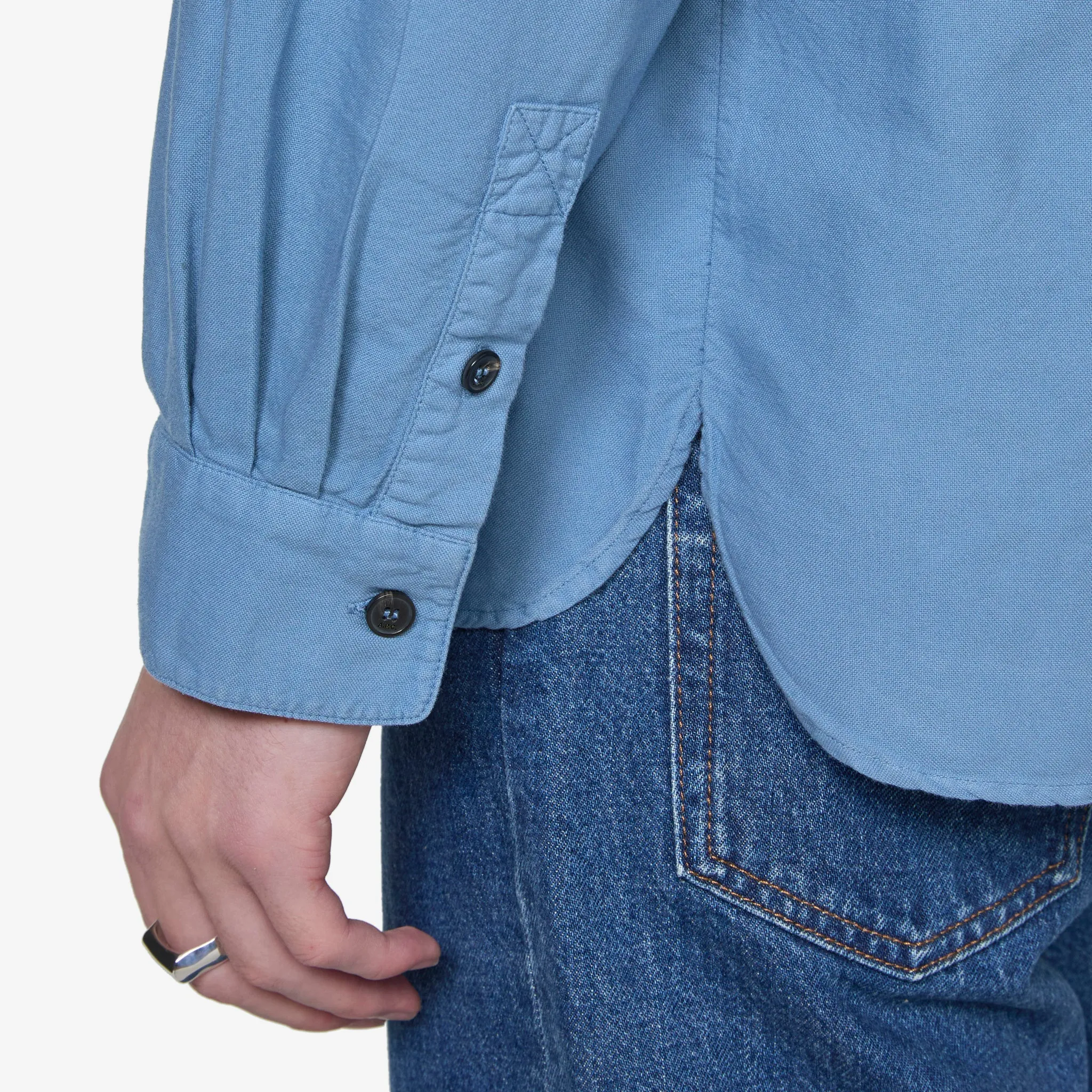 Mateo Logo Shirt Blue Grey A.P.C. Clothing