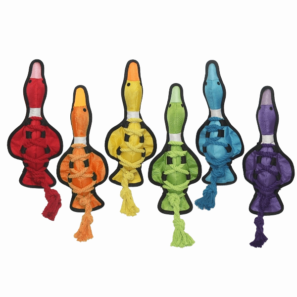 Multipet Cross-Ropes Duck Assorted Dog Toy