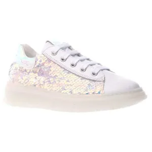 Naturino Girl's Porter Zip 07 White Sequins (Sizes 33-35) Naturino Kid's Shoes