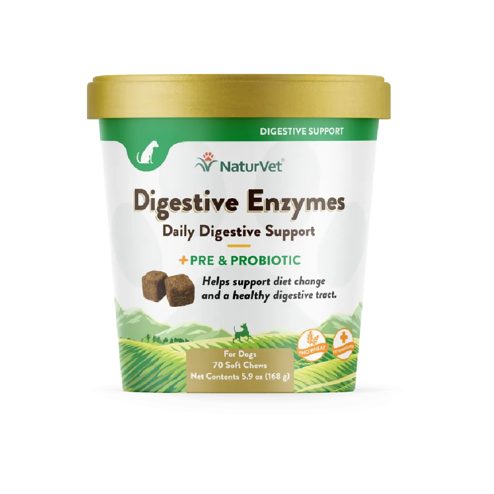 NaturVet Digestive Enzymes Plus Probiotic 70cts