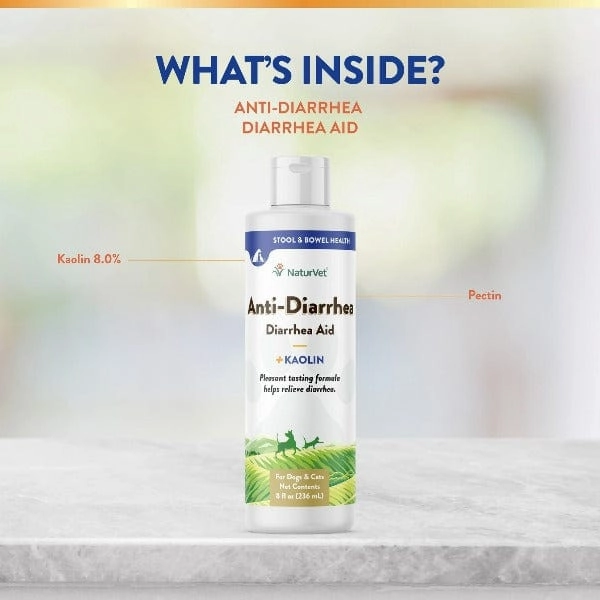 NaturVet Anti-Diarrhea Liquid plus Kaolin for Dogs & Cats