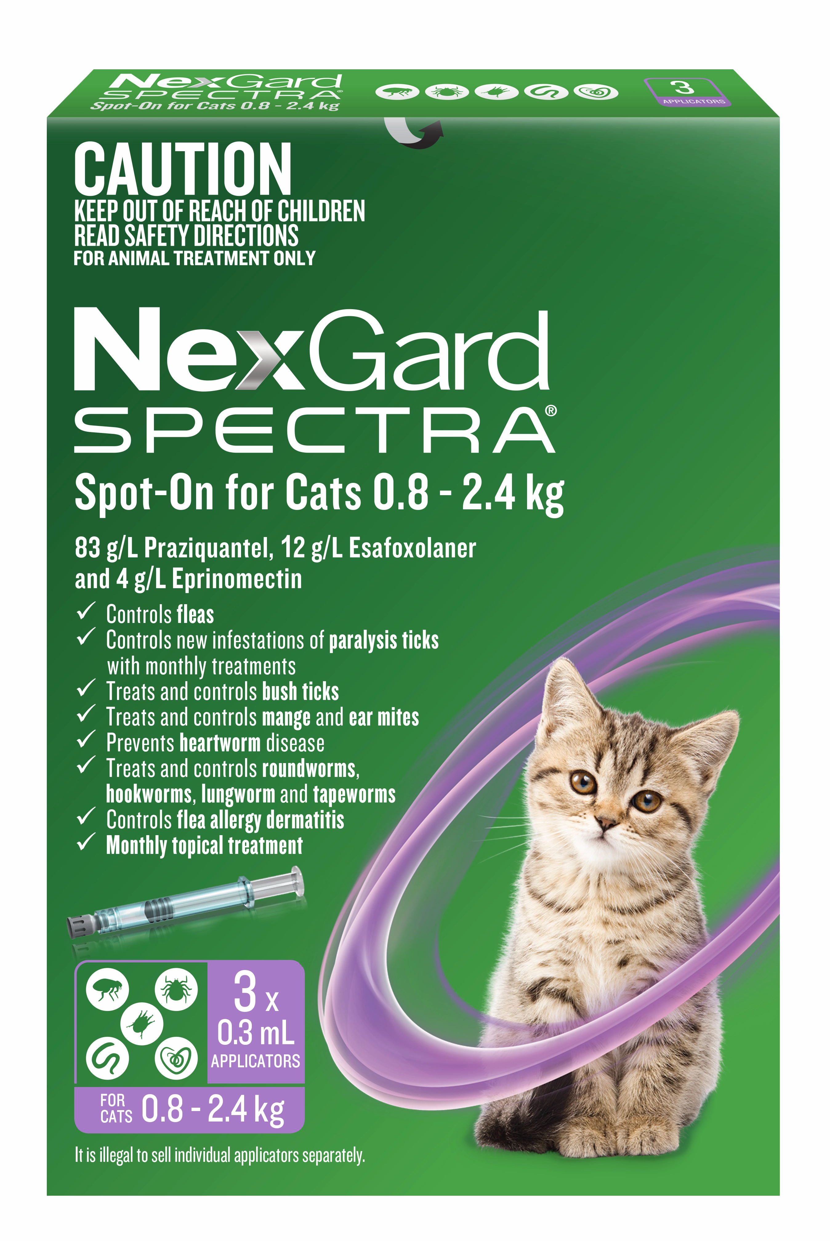 NexGard Spectra - Spot-on for Cats (0.8-2.4kg) (3pk)
