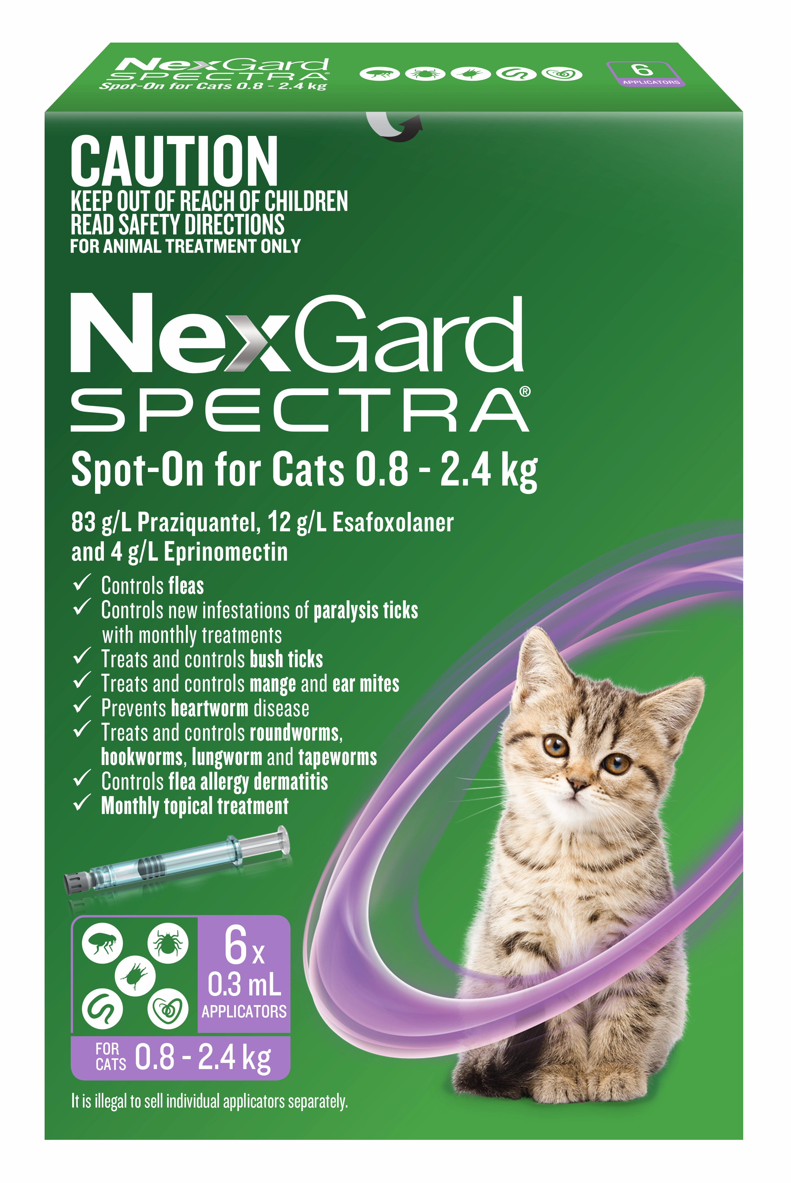 NexGard Spectra - Spot-on for Cats (0.8-2.4kg) (6pk)