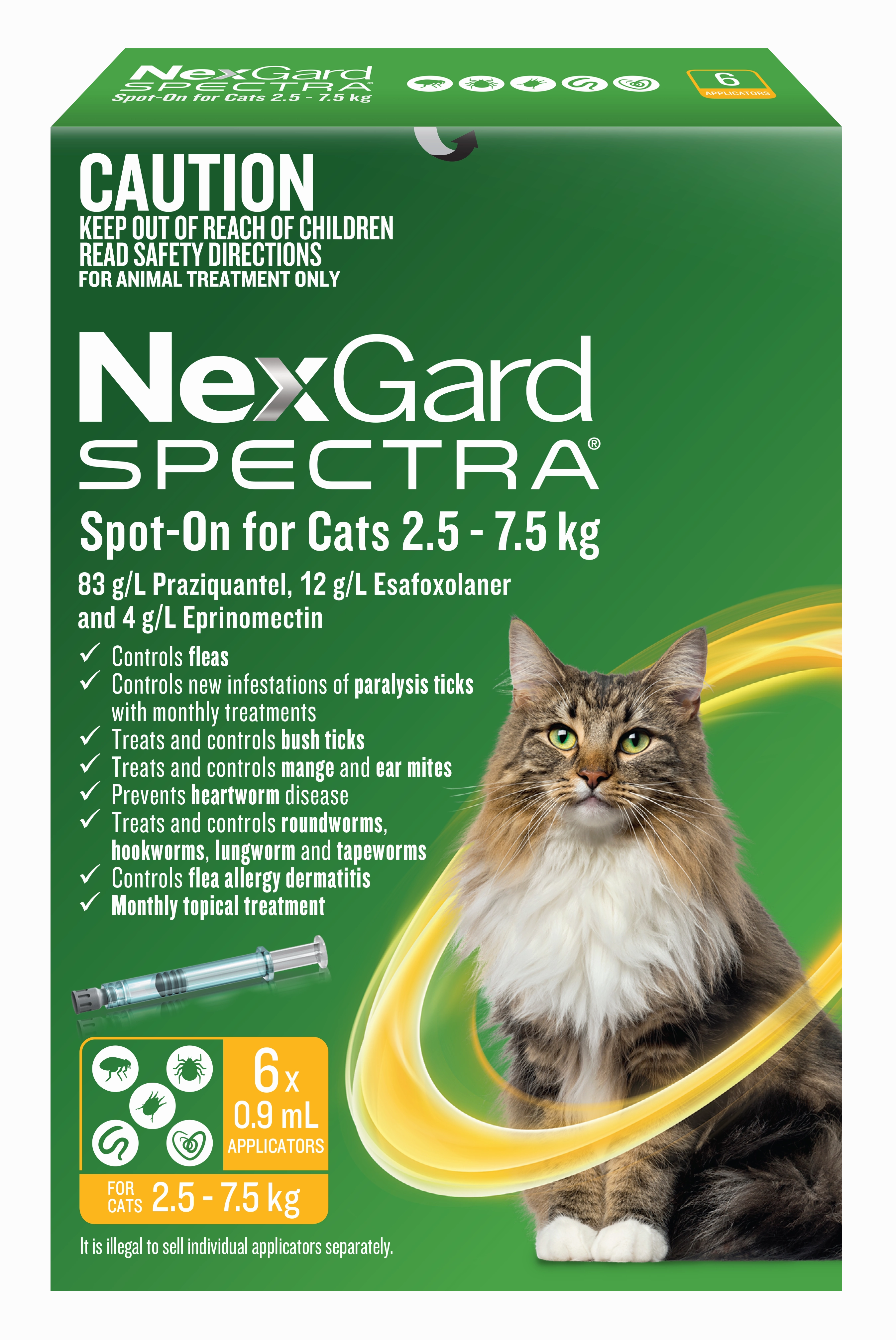 NexGard Spectra - Spot-on for Cats (2.5-7.5kg) (3pk)