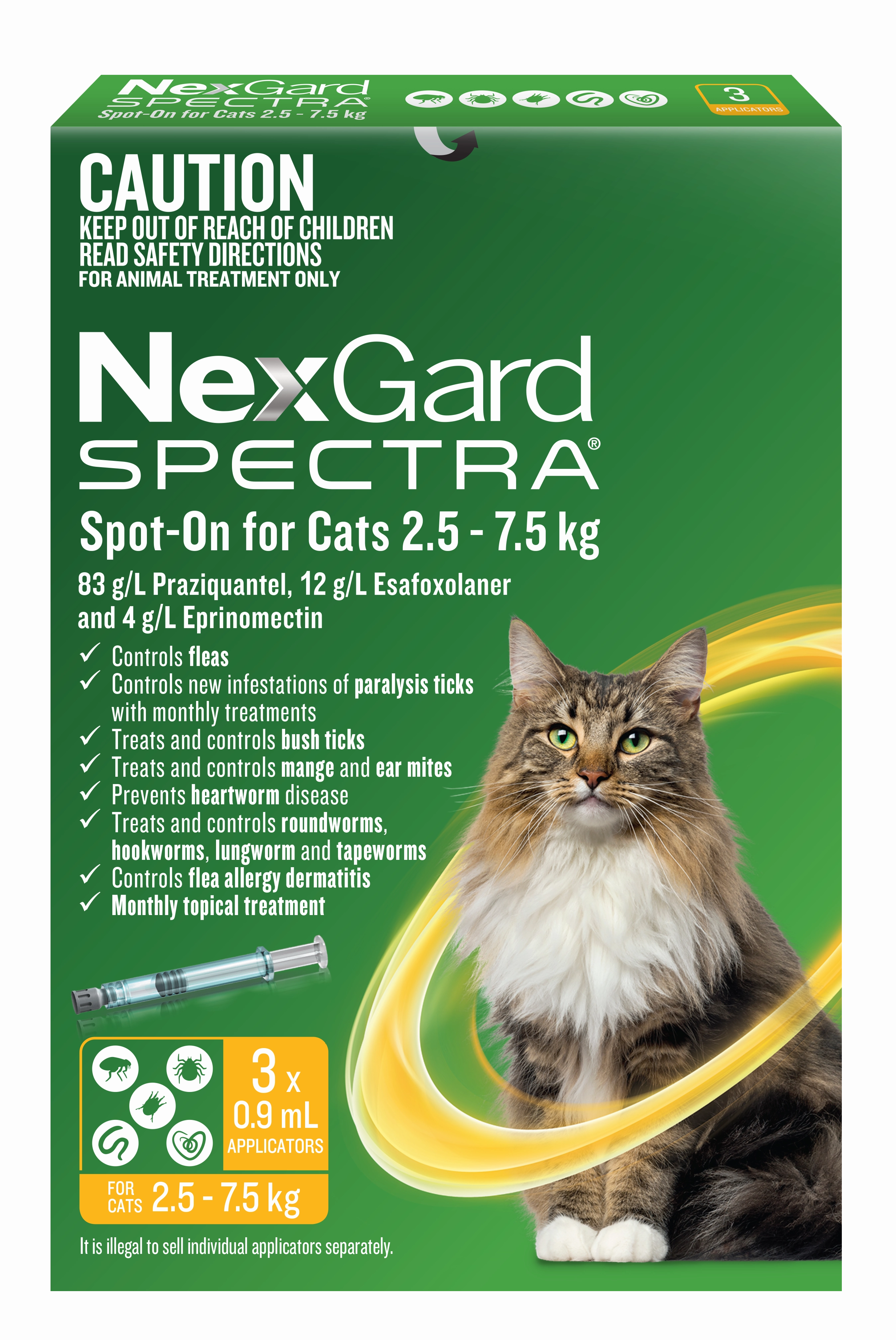 NexGard Spectra - Spot-on for Cats (2.5-7.5kg) (6pk)