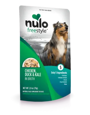 Nulo Freestyle Grain Free Chicken Duck & Kale in Broth Meaty Dog Food Topper Pouch
