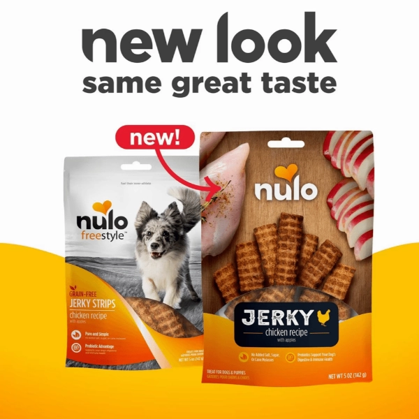 Nulo Freestyle Chicken Recipe with Apples Jerky Strips Dog Treats