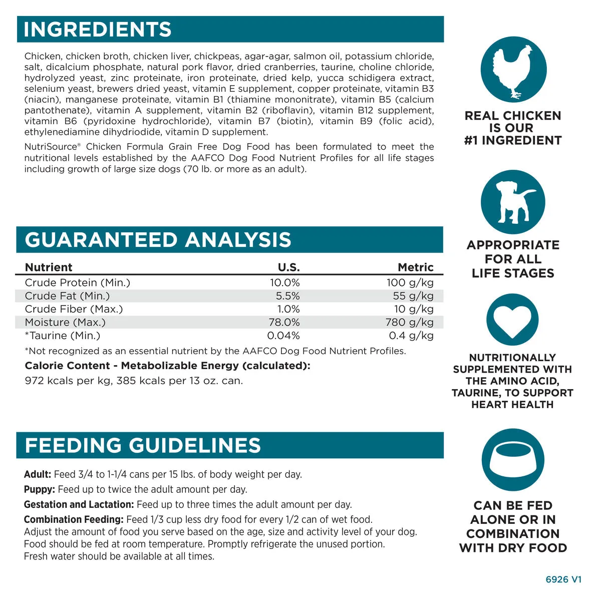 NutriSource Grain Free Chicken Canned Dog Food