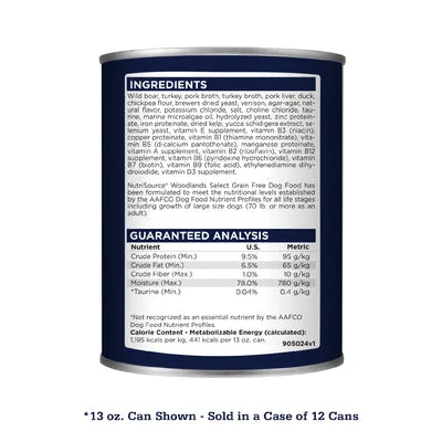 NutriSource Grain Free Woodlands Select Canned Dog Food