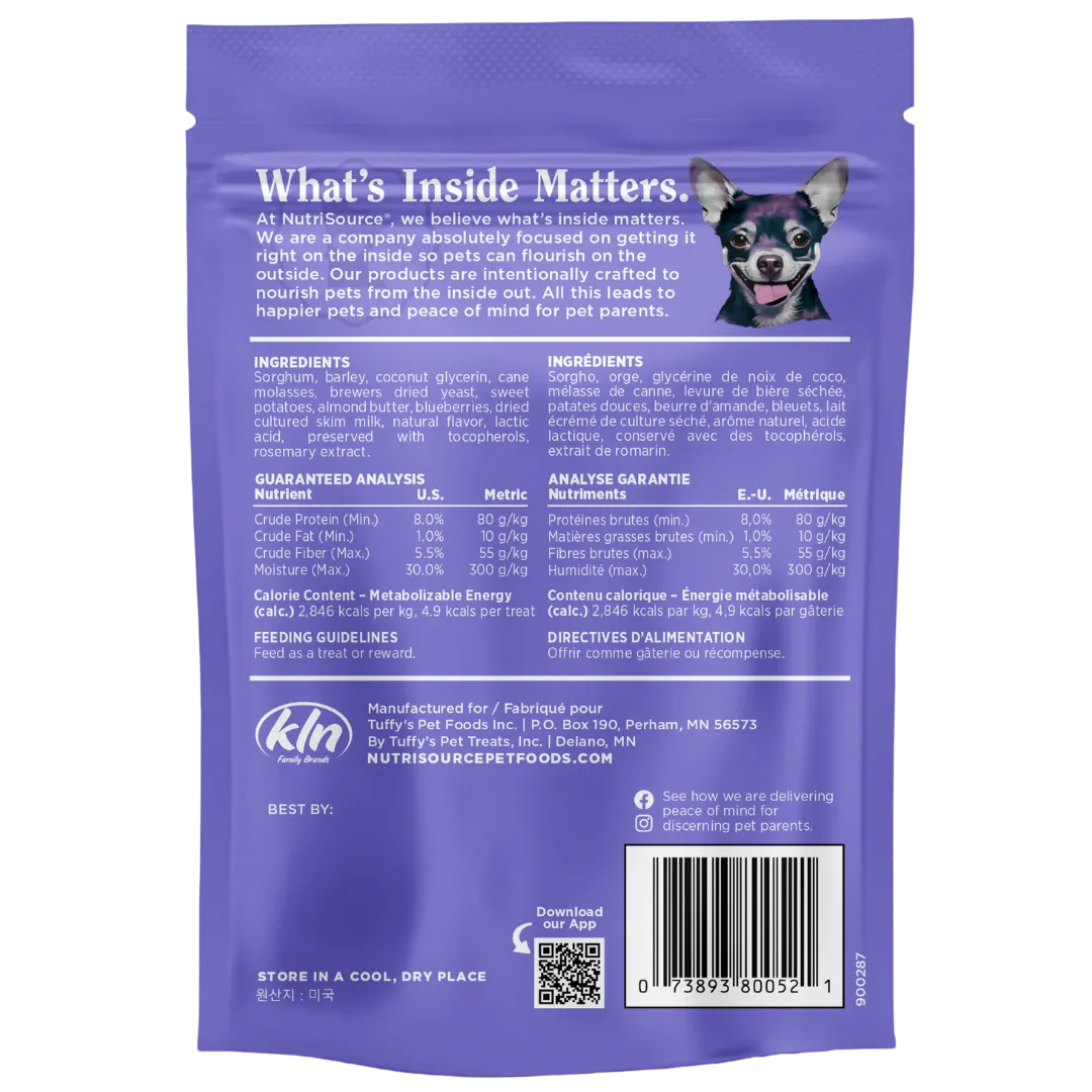 NutriSource Nutty Butter Bites Almond Butter & Blueberry Dog Treats