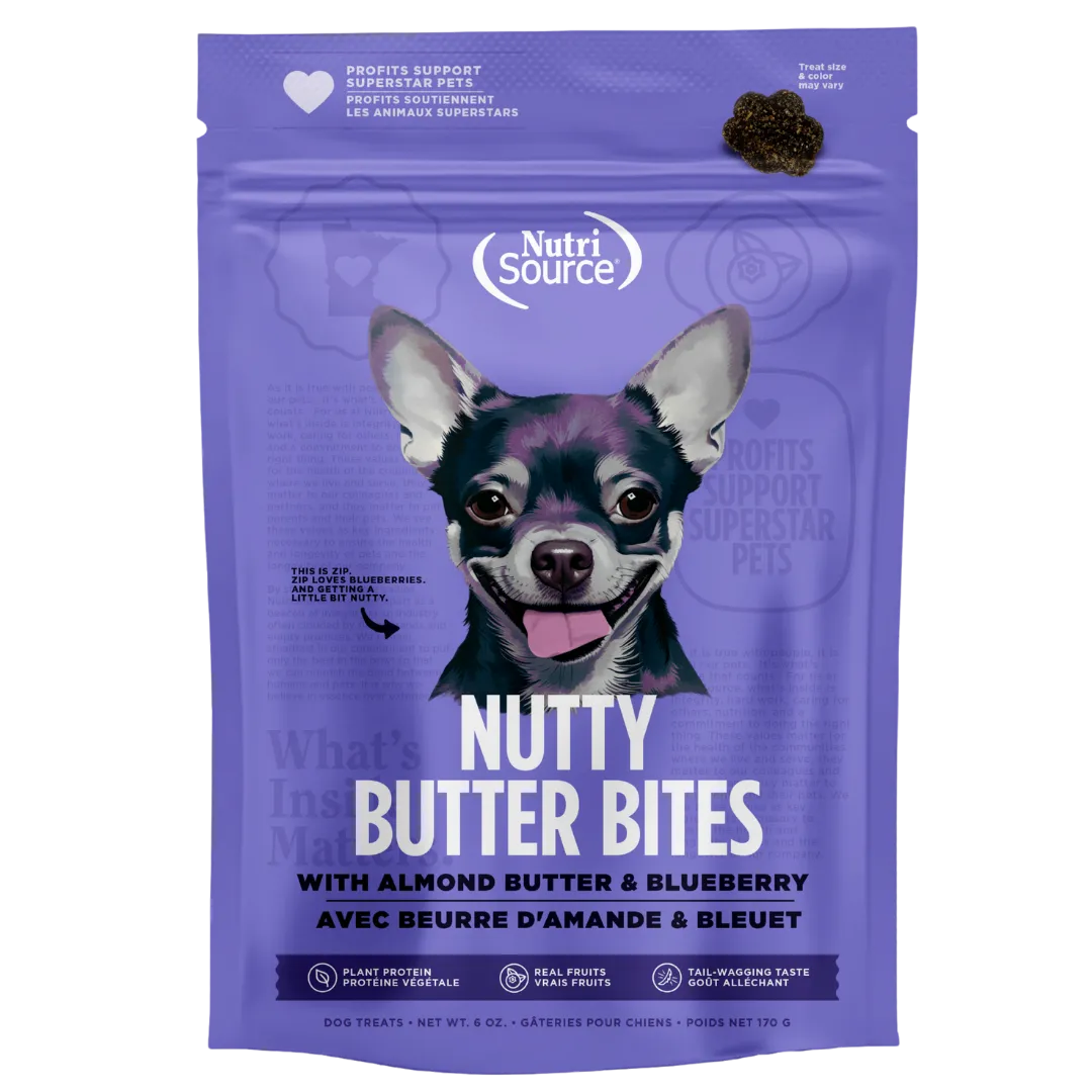 NutriSource Nutty Butter Bites Almond Butter & Blueberry Dog Treats