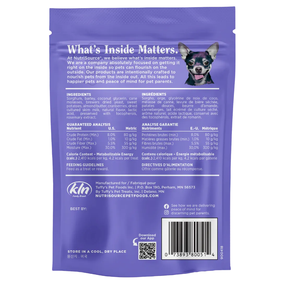 NutriSource Nutty Butter Bites Almond Butter & Cranberry Dog Treats
