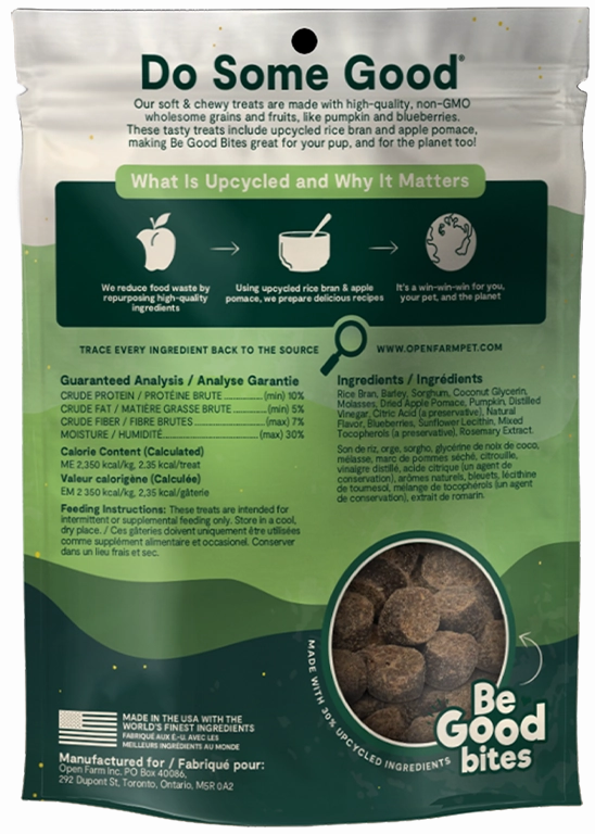 Open Farm Be Good Bites Plant and Pumpkin Dog Treats