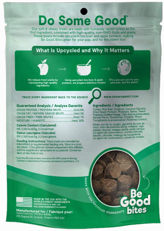 Open Farm Be Good Bites Turkey Dog Treats