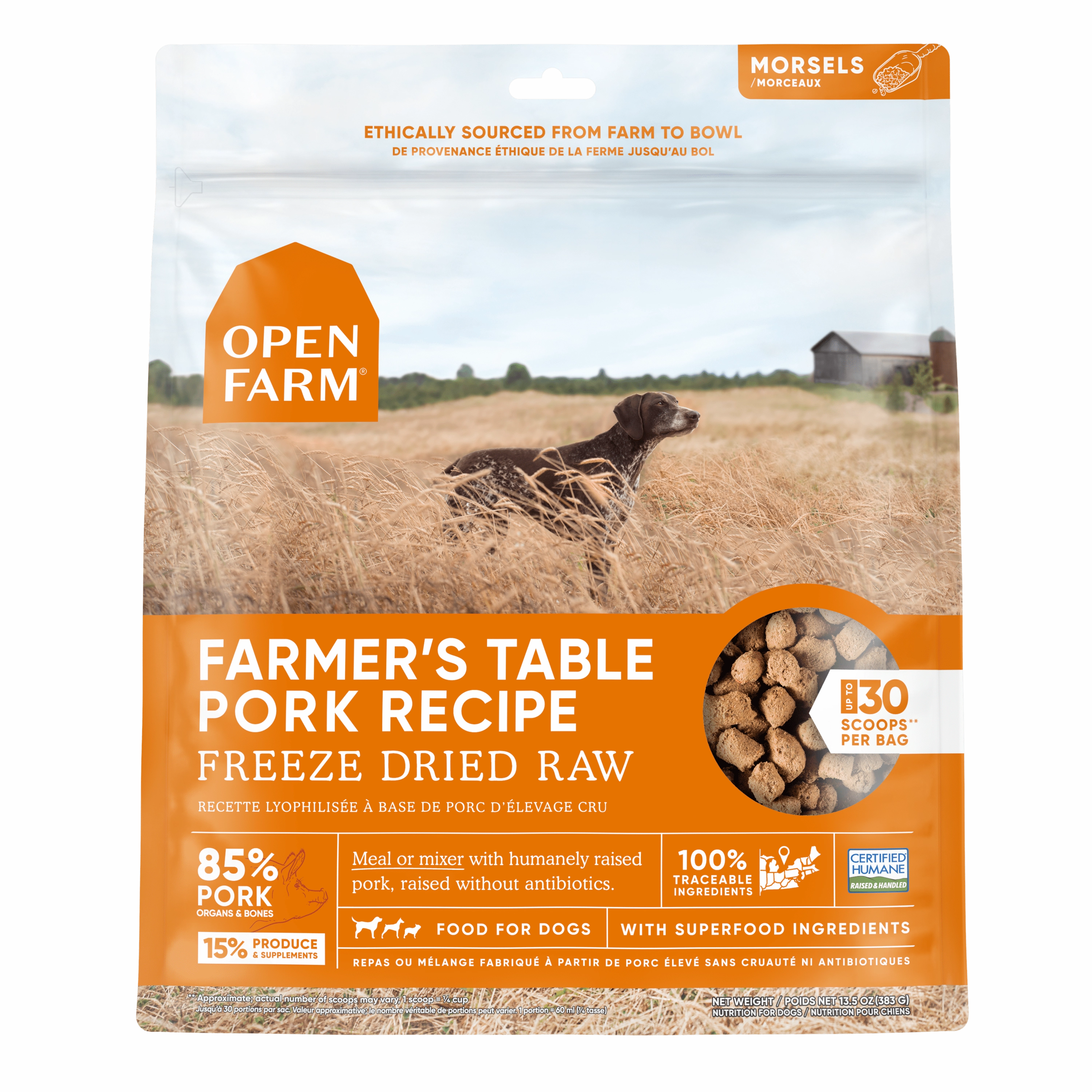 Open Farm Farmers Table Pork Freeze Dried Raw Dog Food