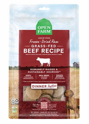 Open Farm Grain Free Grass Fed Beef Recipe Freeze Dried Raw Dog Food Patties