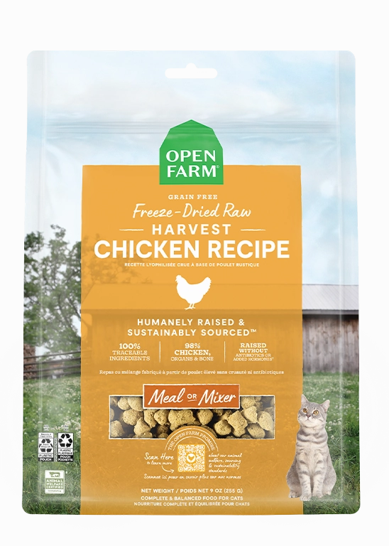 Open Farm Grain Free Harvest Chicken Recipe Freeze Dried Raw Cat Food