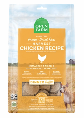 Open Farm Grain Free Harvest Chicken Recipe Freeze Dried Raw Dog Food Patties