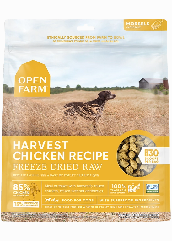 Open Farm Grain Free Harvest Chicken Recipe Freeze Dried Raw Dog Food