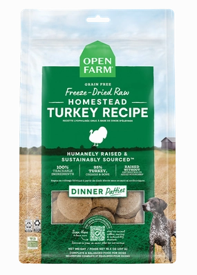 Open Farm Grain Free Homestead Turkey Recipe Freeze Dried Raw Dog Food Patties